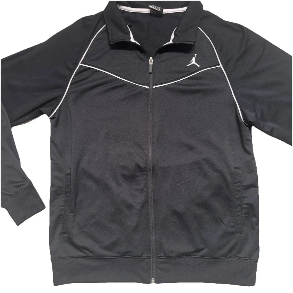 Jordan Men's Black White Dri Fit Track Suit Jacket Basketball Athletic‎ Sz Large
